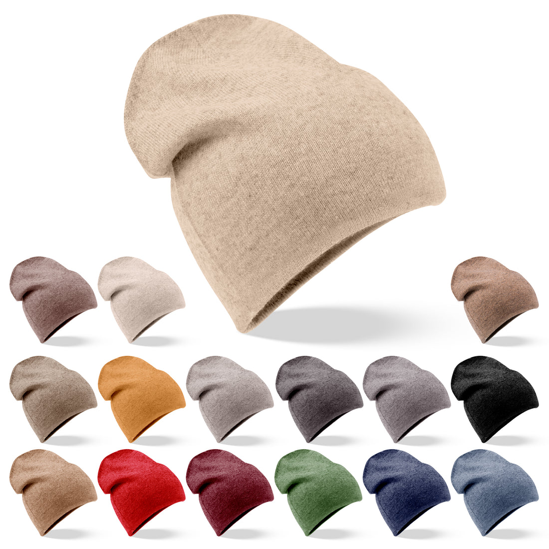 Cappello in cashmere berretto liscio beige