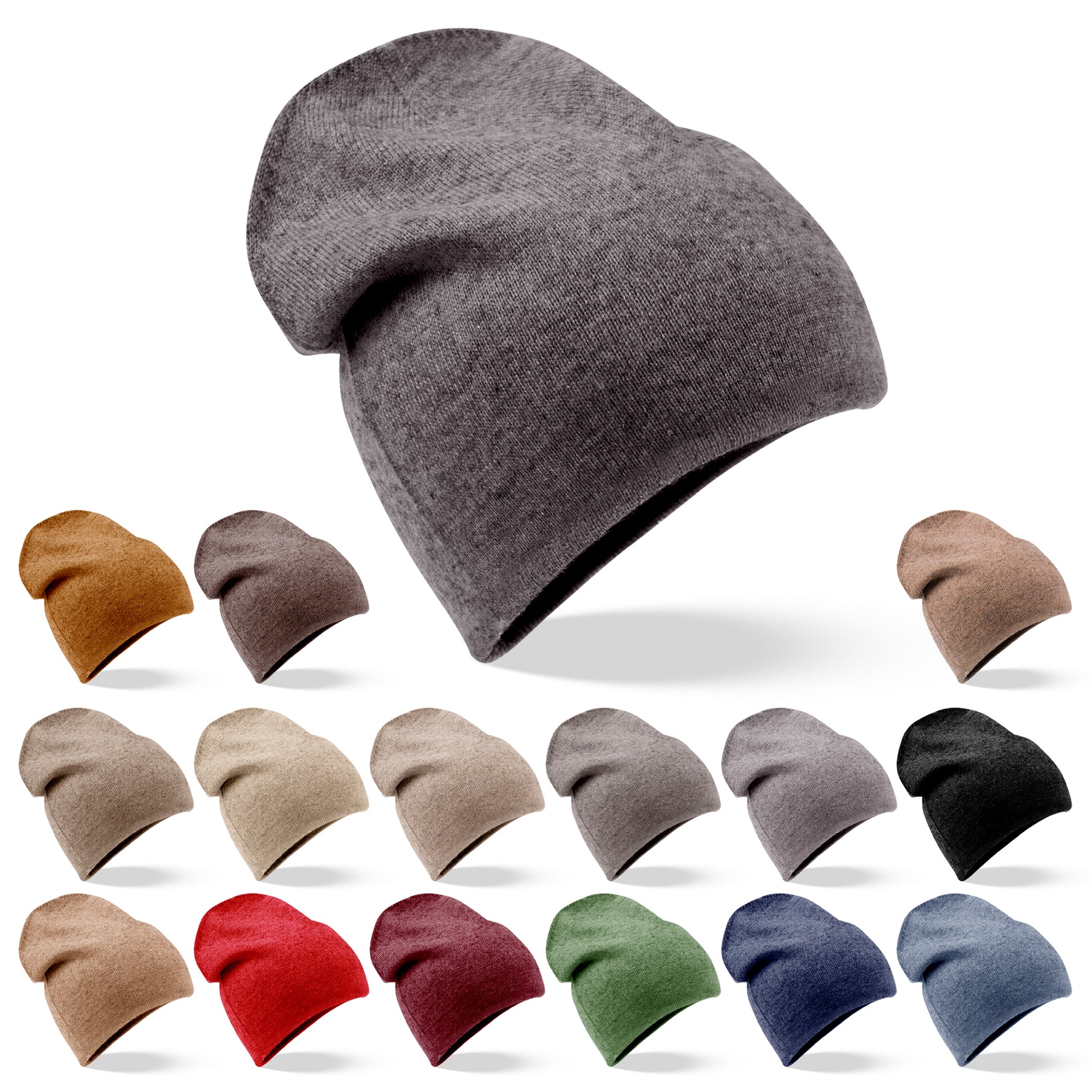 Cappello in cashmere berretto liscio grigio scuro