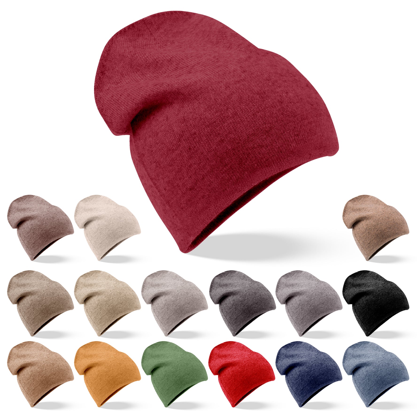 Cappello in cashmere berretto liscio rosso scuro