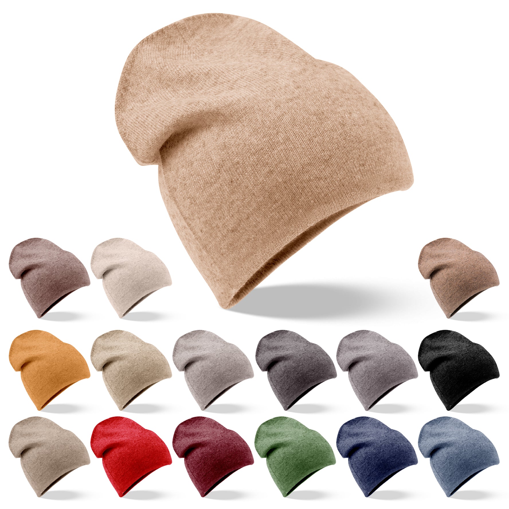 Cappello in cashmere berretto liscio cannella chiaro