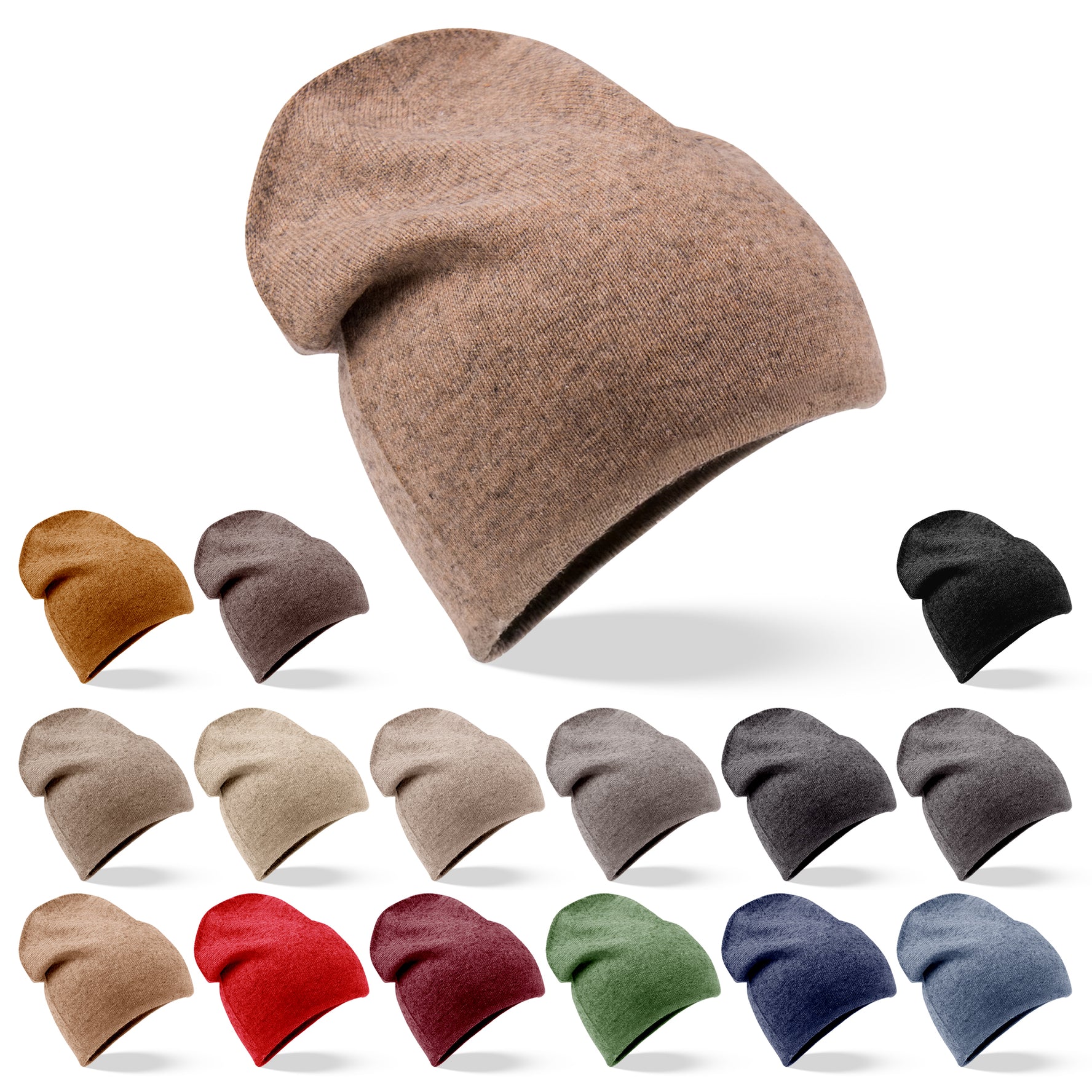 Cappello in cashmere berretto liscio marrone