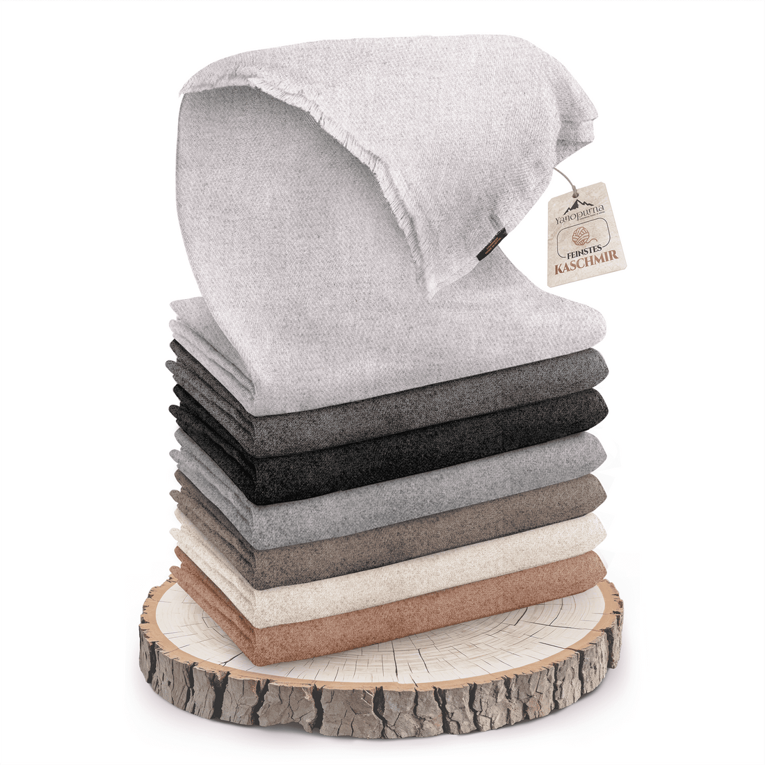 Coperta in cashmere tinta unita grigio chiaro