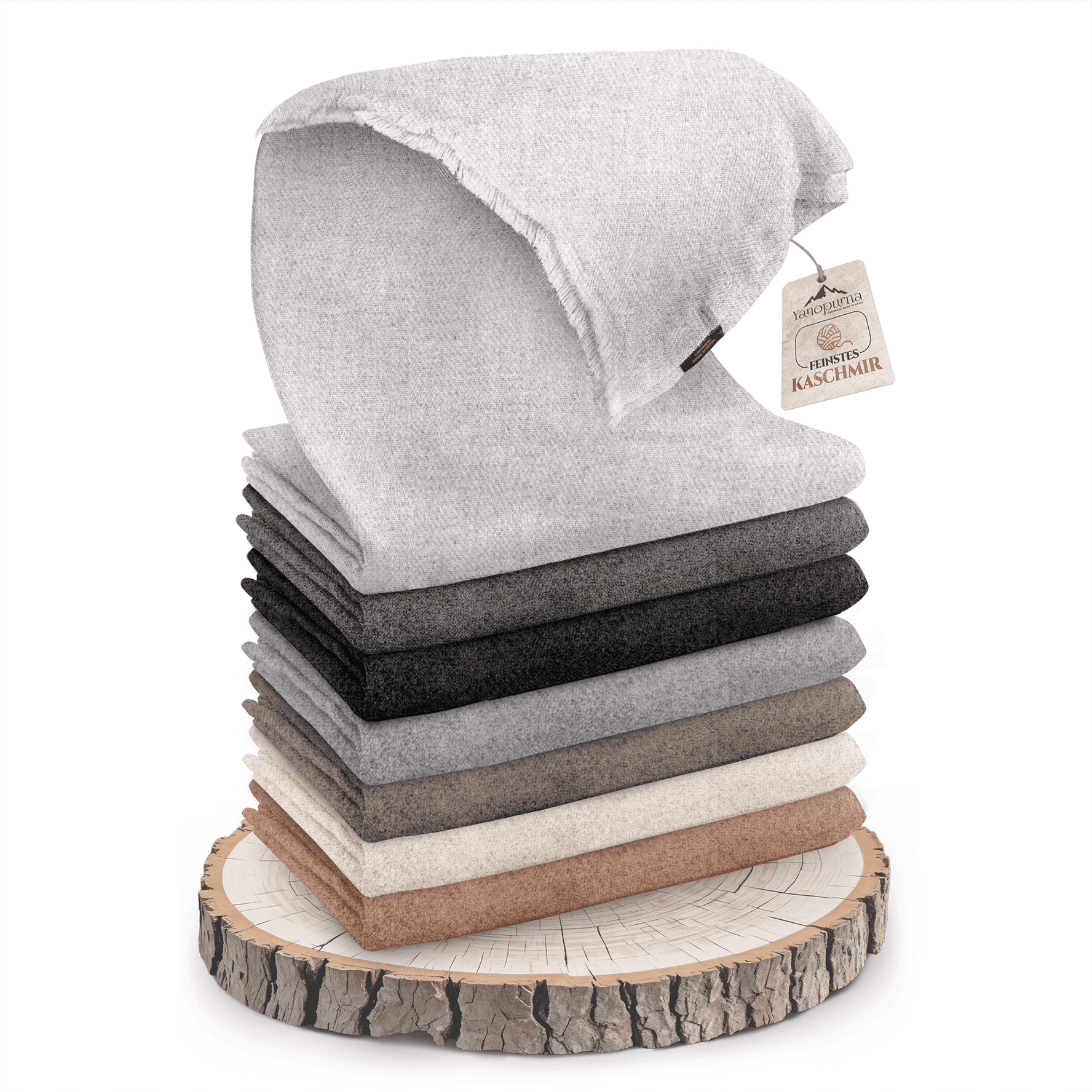 Coperta in cashmere tinta unita grigio chiaro