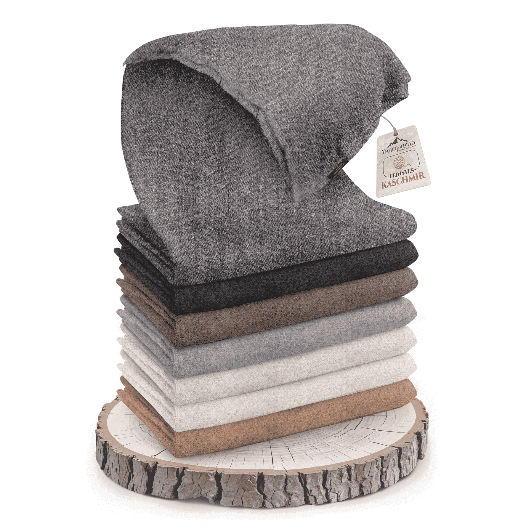 Coperta in cashmere tinta unita grigio scuro