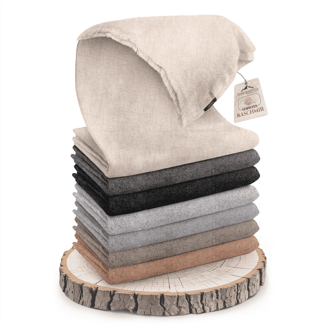 Coperta in cashmere bianco grigio monocromatico