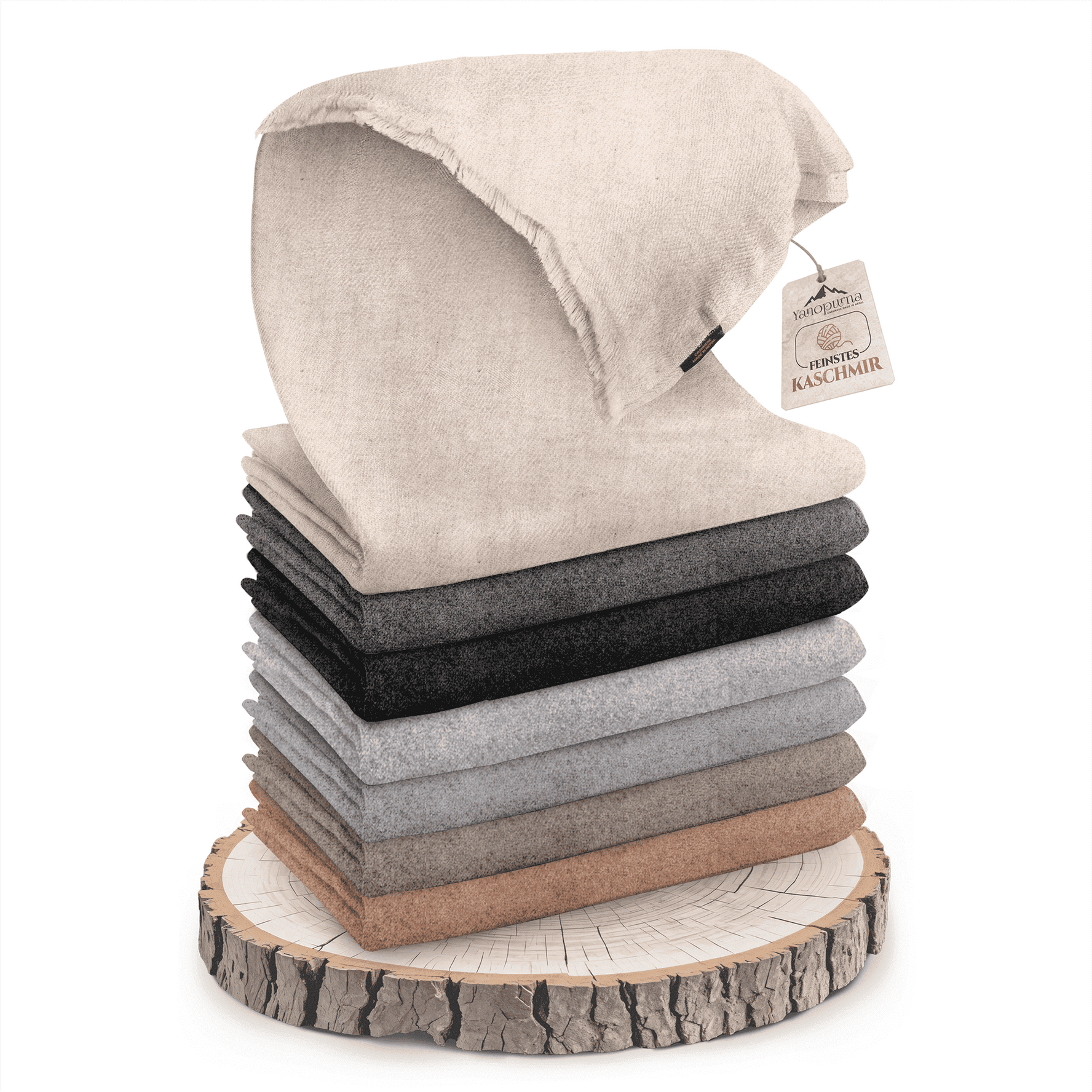 Coperta in cashmere bianco grigio monocromatico