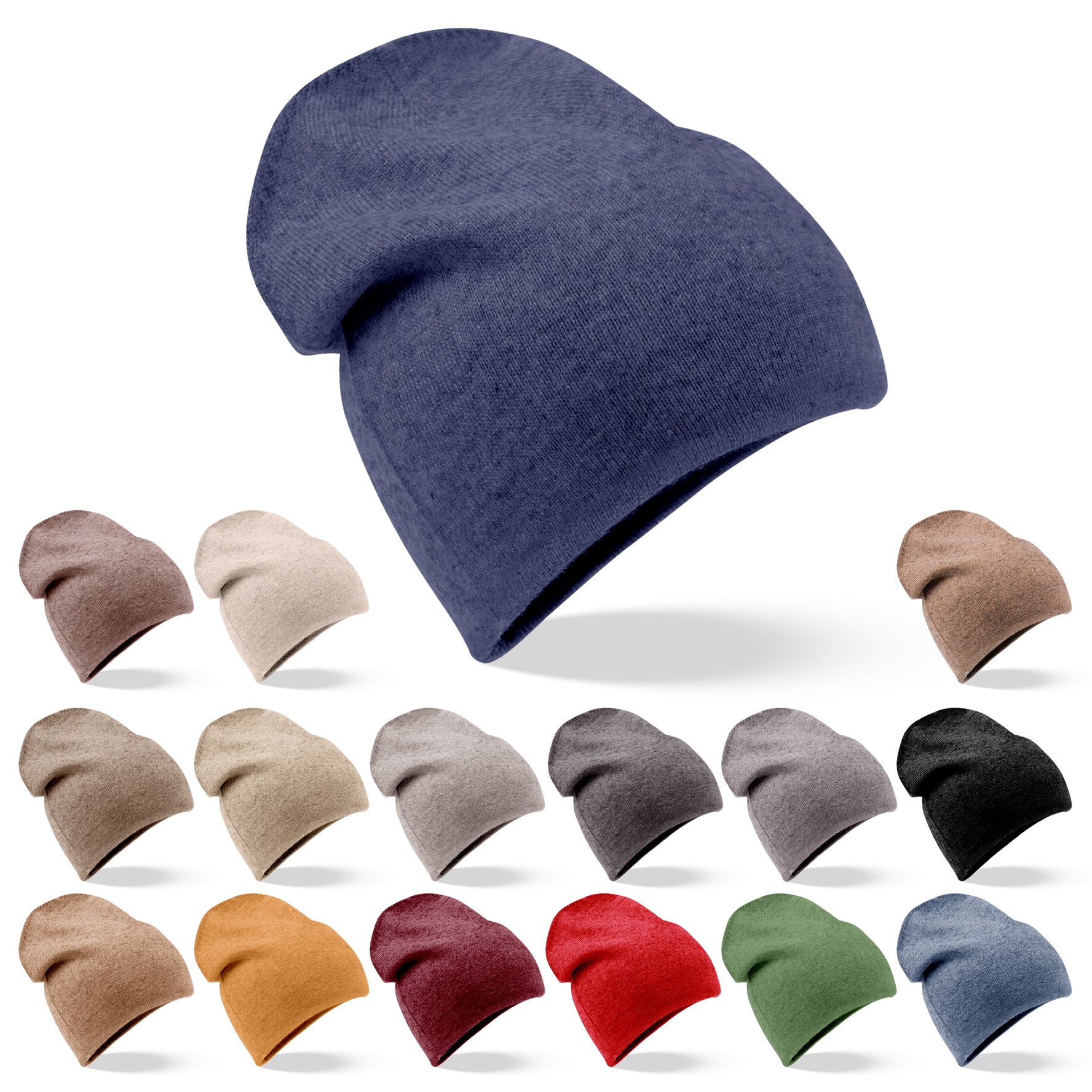 Cappello in cashmere berretto liscio blu scuro
