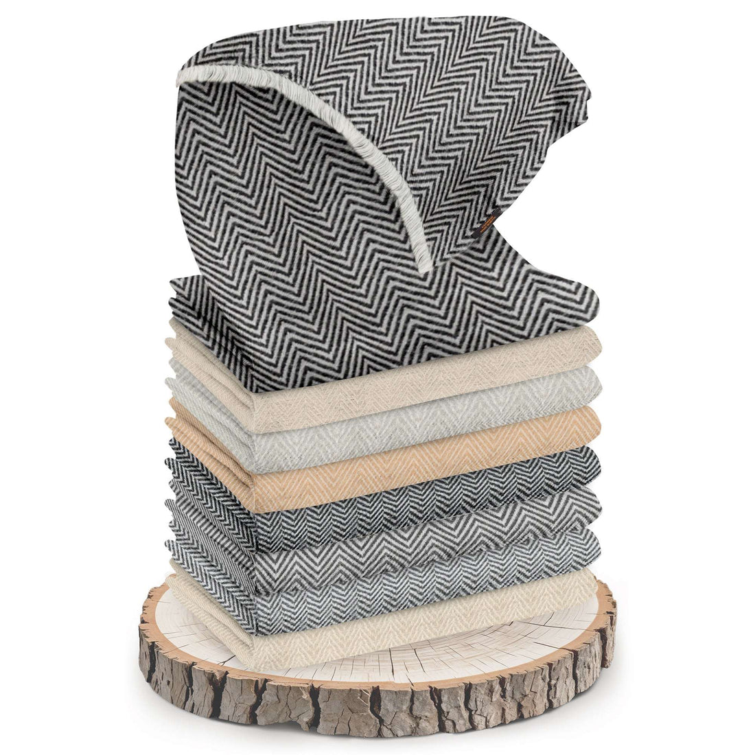 Sciarpa in cashmere grigio con motivo spinato medio