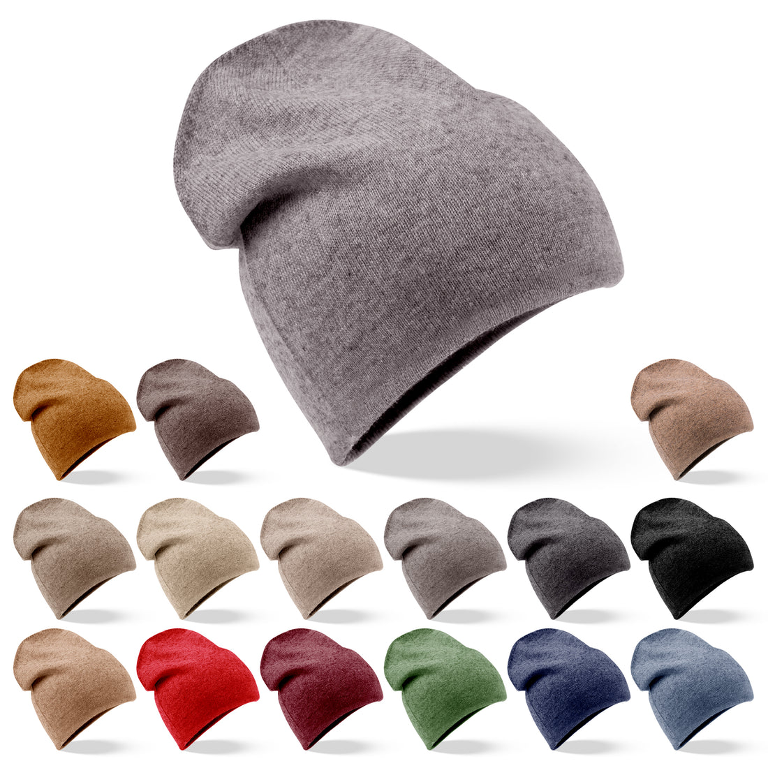 Cappello in cashmere berretto liscio grigio