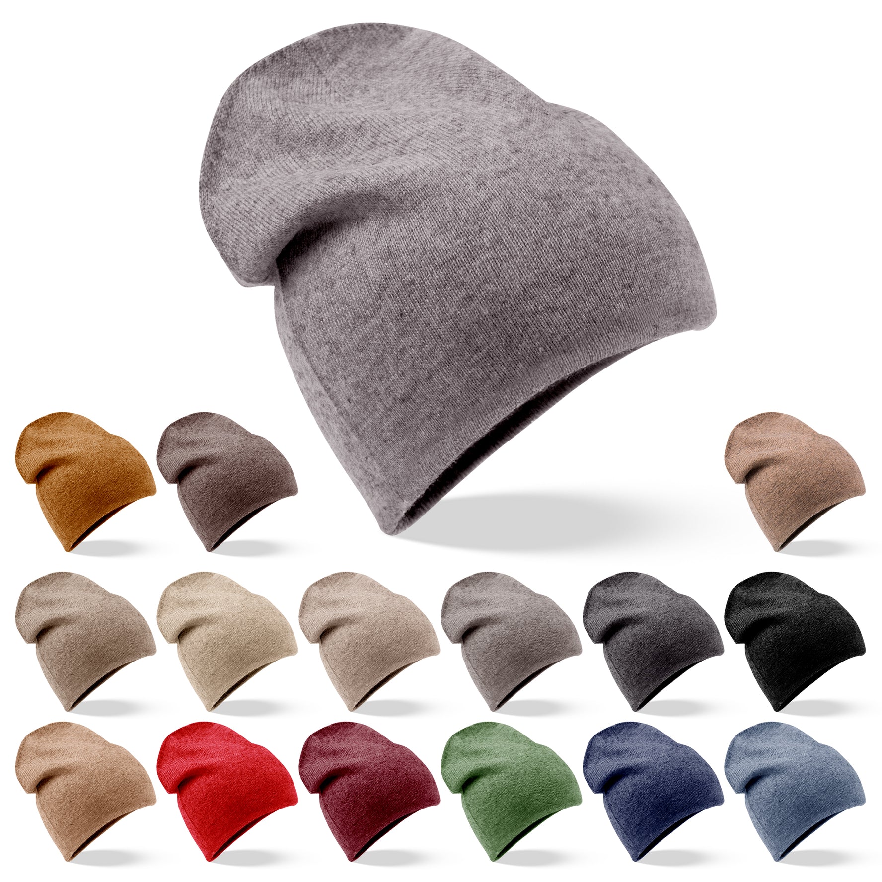 Cappello in cashmere berretto liscio grigio