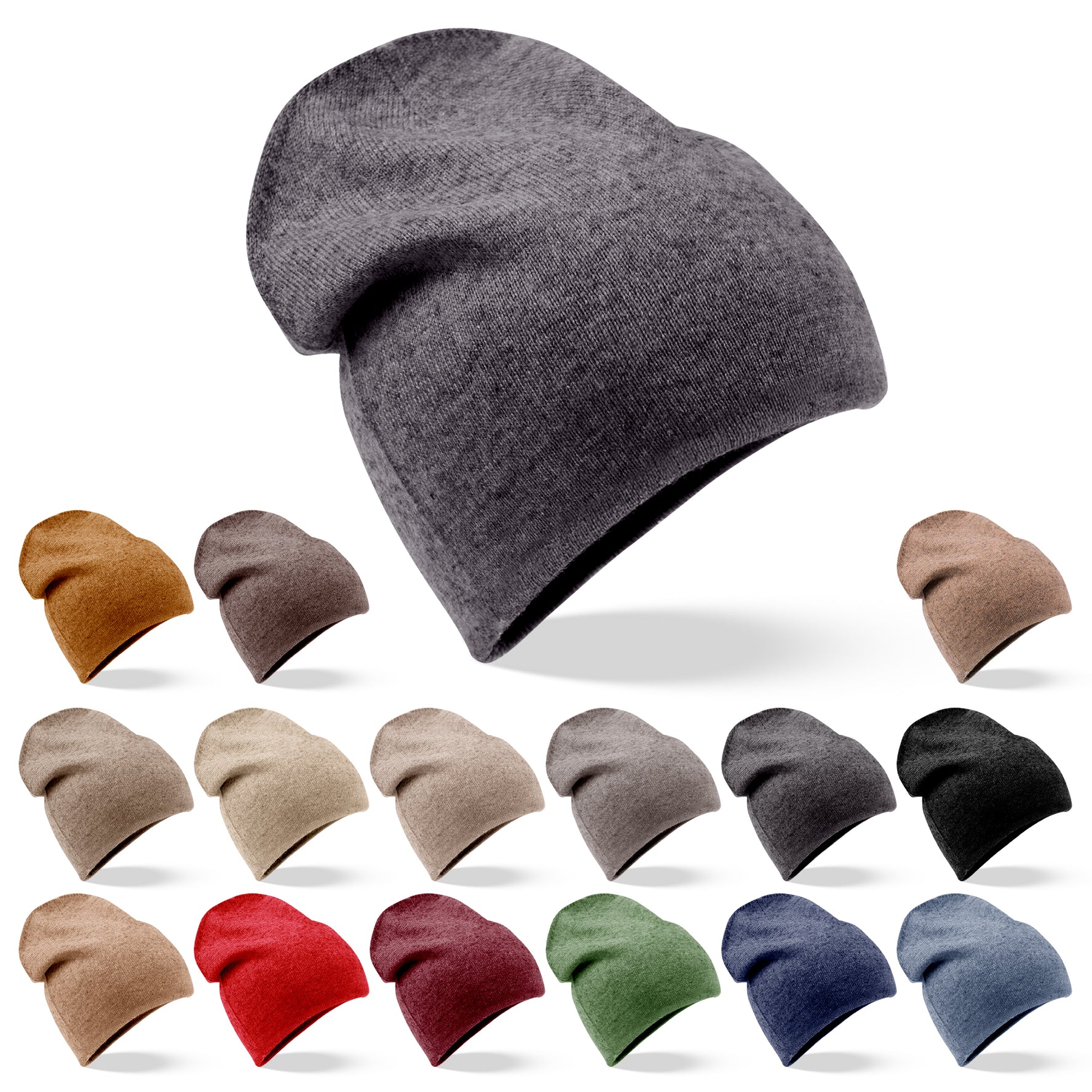 Cappello in cashmere berretto liscio nero grigio