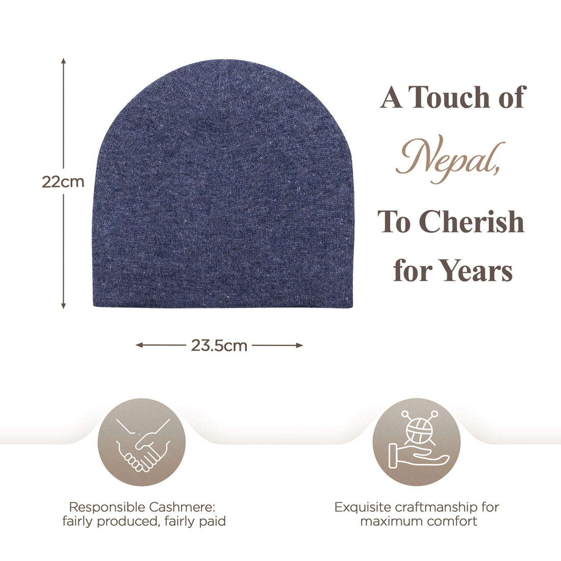 Cappello in cashmere berretto liscio blu scuro