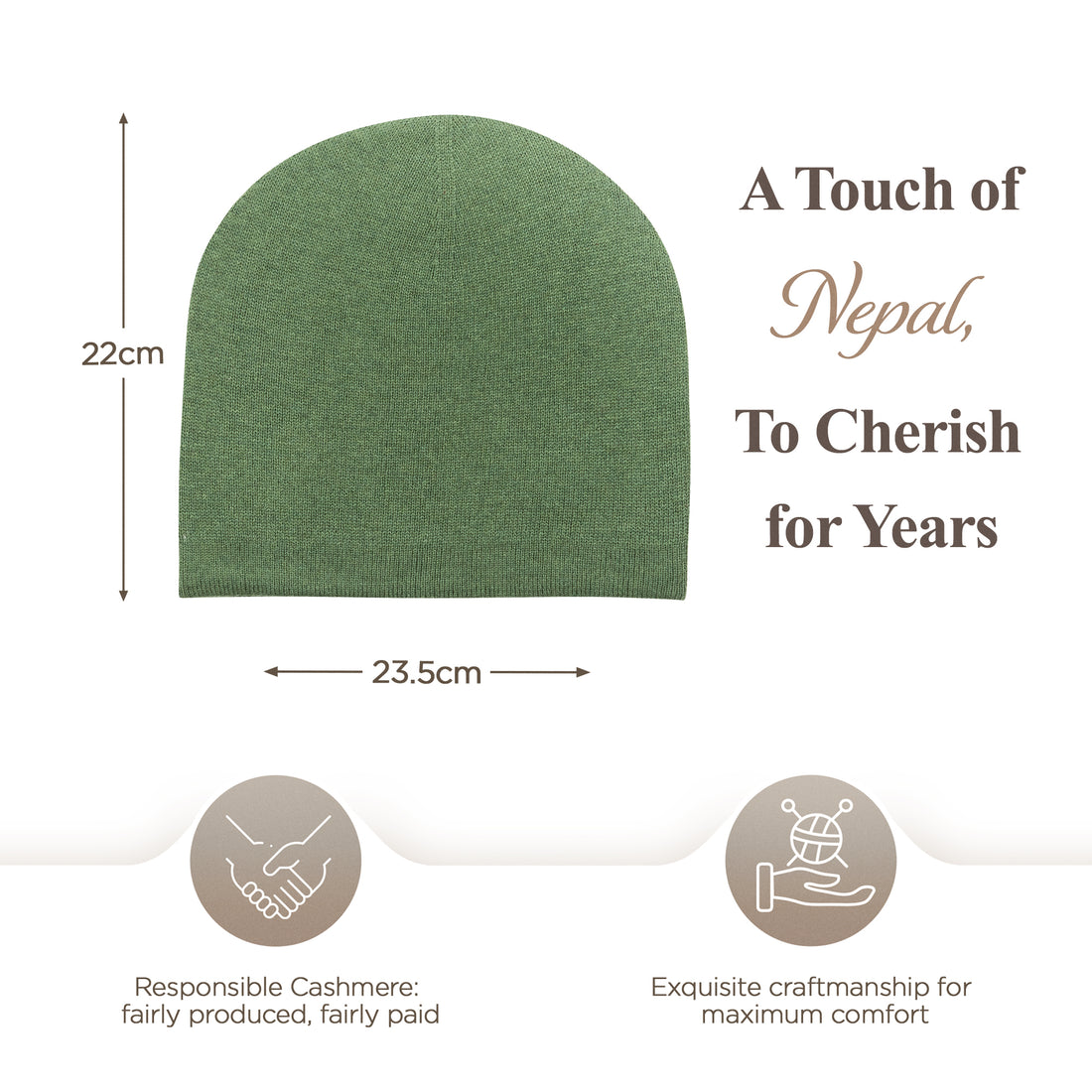 Cappello in cashmere berretto liscio verde