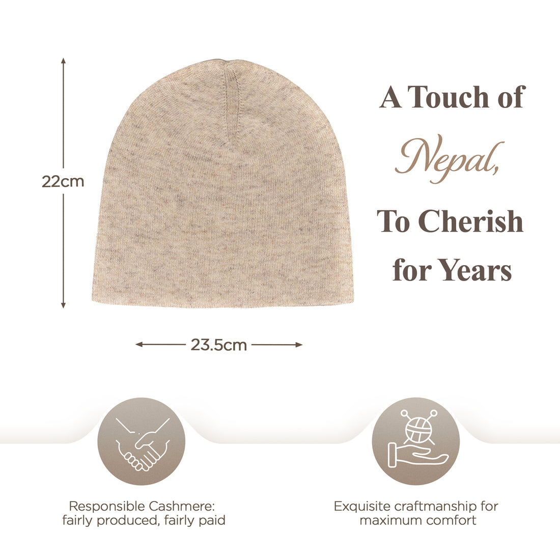 Cappello in cashmere berretto liscio beige