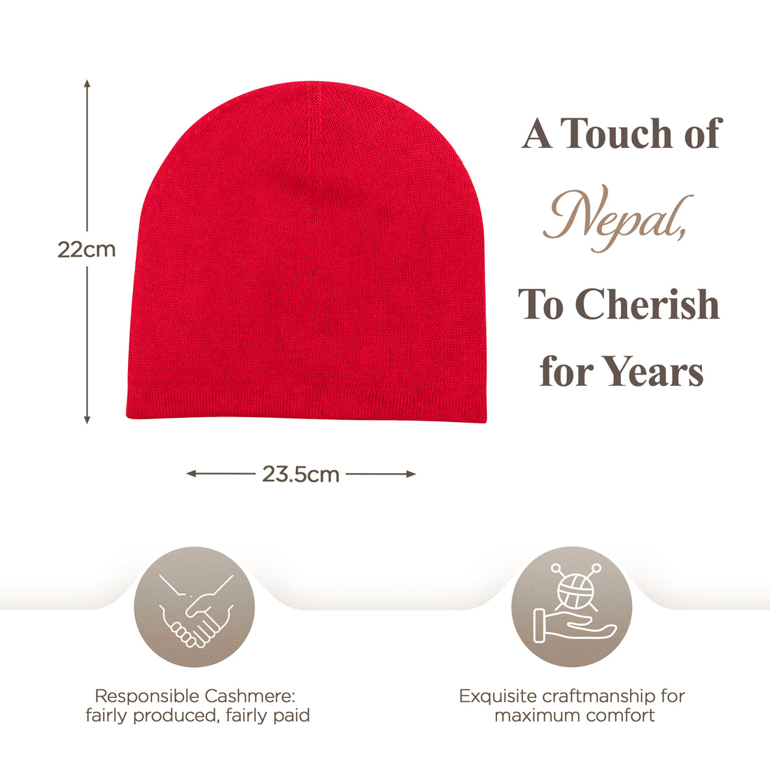 Cappello in cashmere berretto liscio rosso