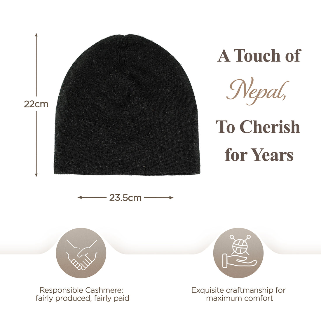 Cappello in cashmere berretto liscio nero