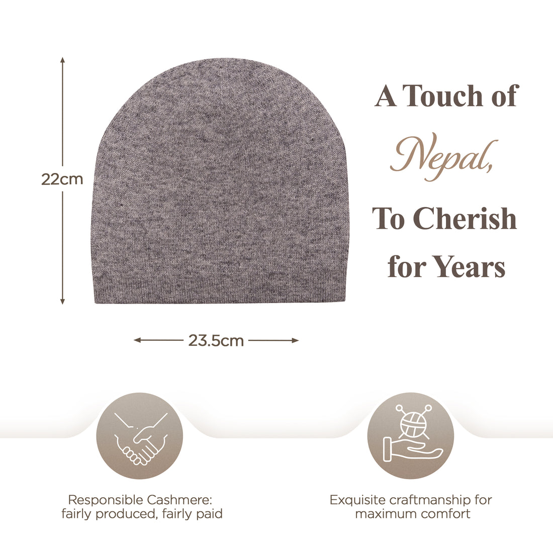 Cappello in cashmere berretto liscio grigio