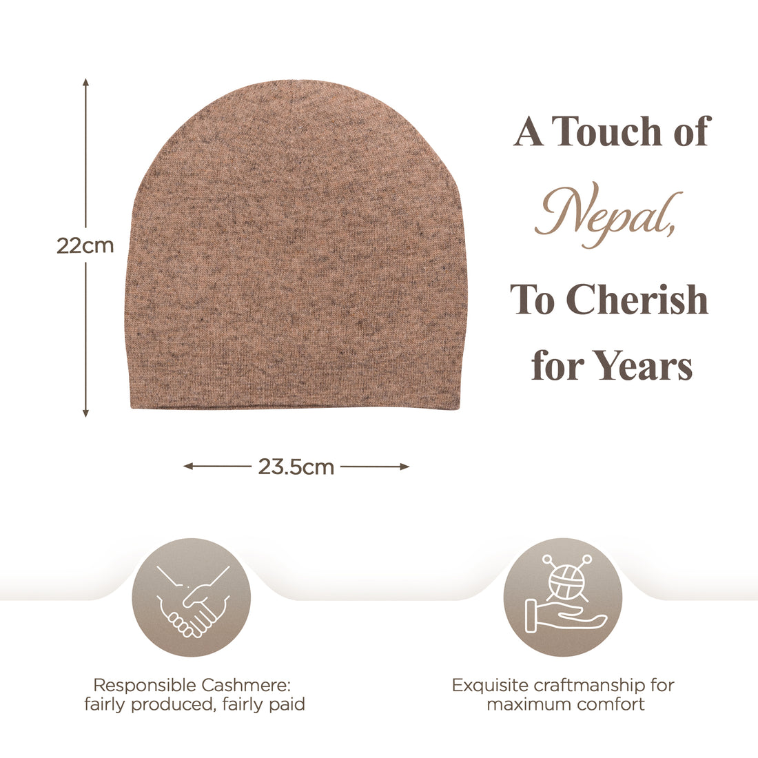 Cappello in cashmere berretto liscio marrone