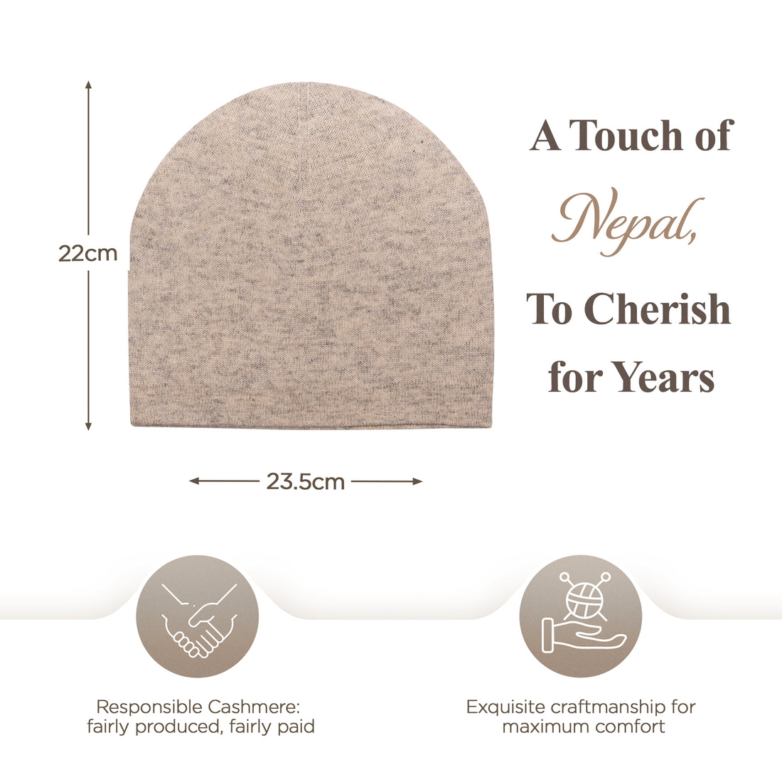 Cappello in cashmere berretto liscio bianco-grigio