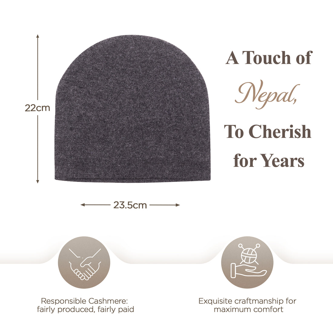 Cappello in cashmere berretto liscio nero grigio