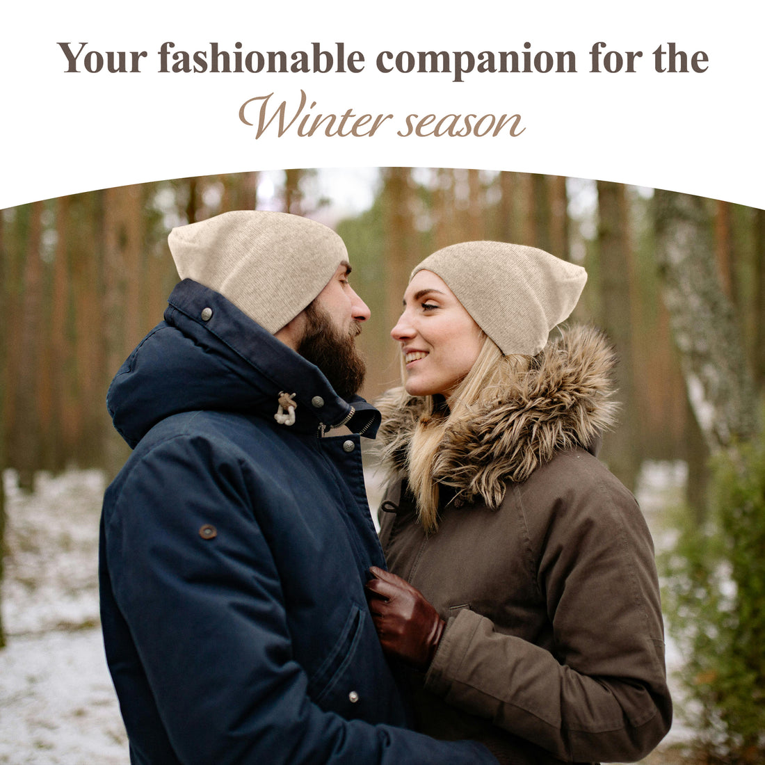 Cappello in cashmere berretto liscio beige