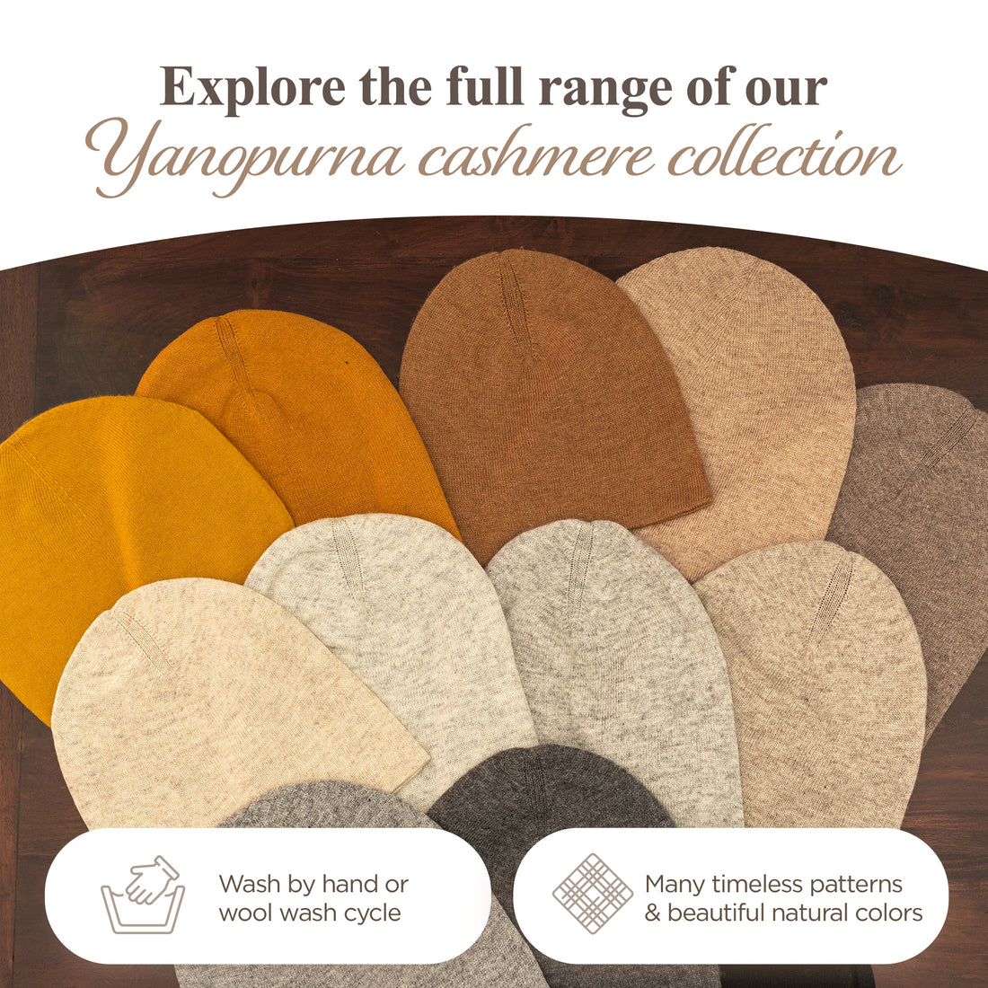 Cappello in cashmere berretto liscio beige