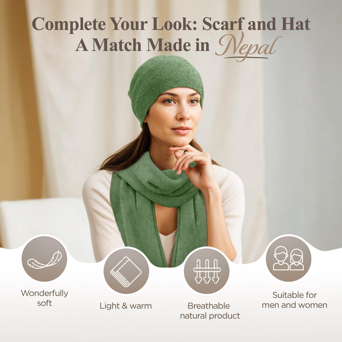 Cappello in cashmere berretto liscio verde