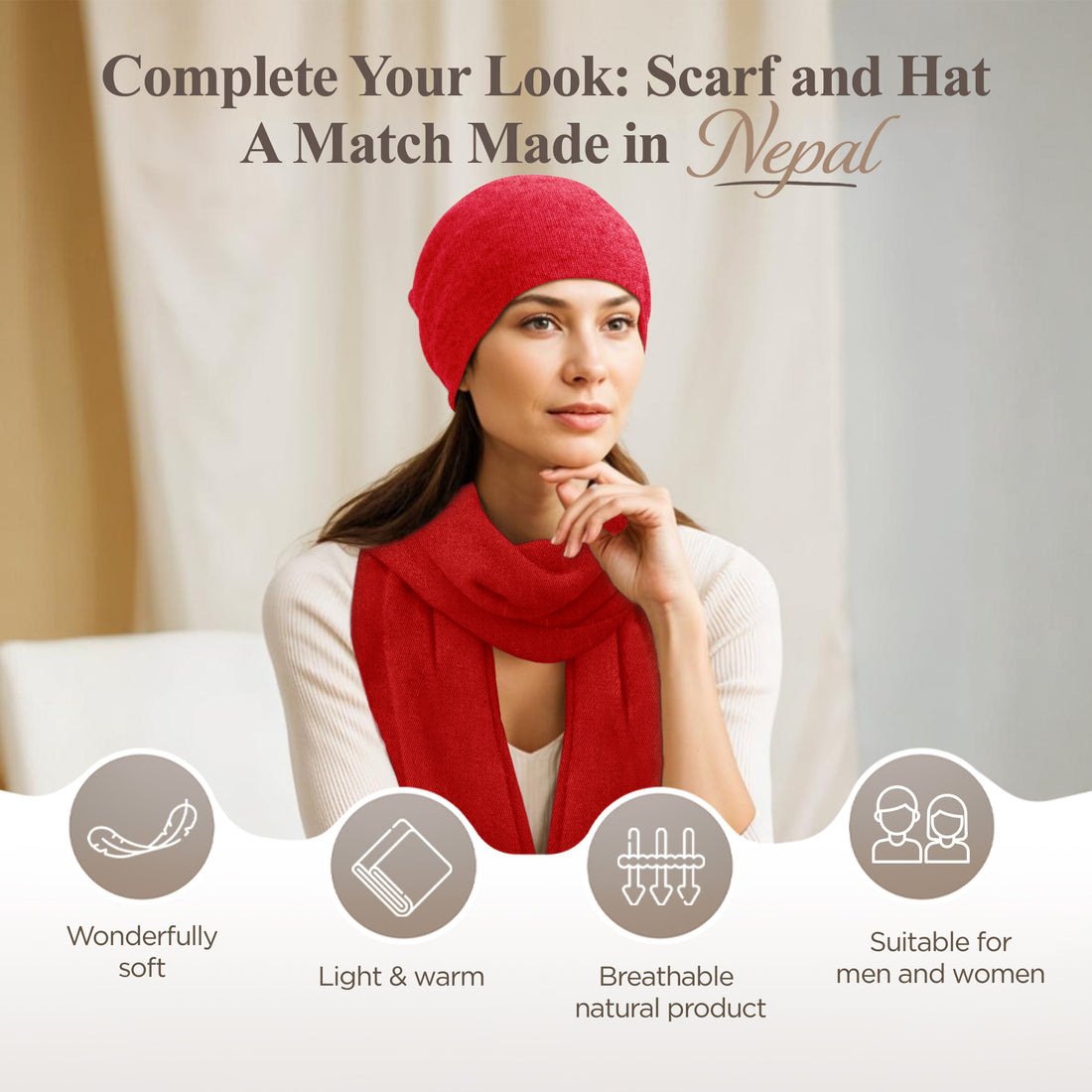 Cappello in cashmere berretto liscio rosso