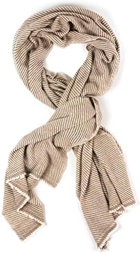 Sciarpa in cashmere marrone con motivo a righe