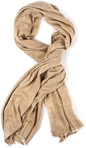 Sciarpa in cashmere marrone chiaro con fantasia a righe