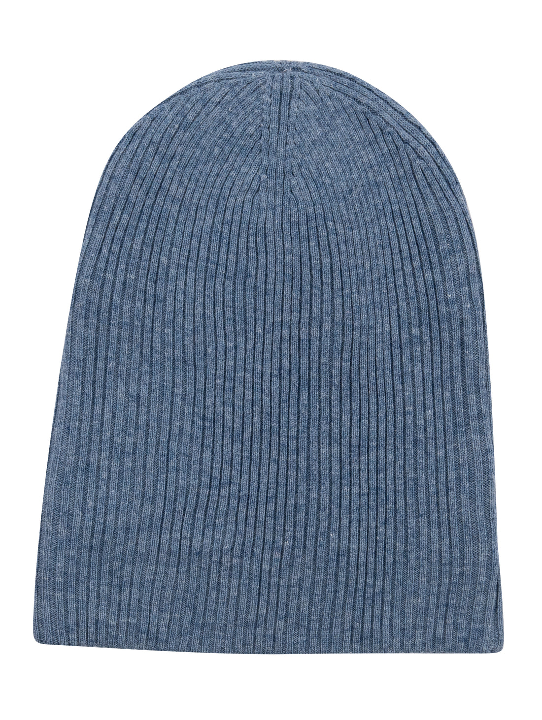 Cappello in cashmere a coste con risvolto blu 