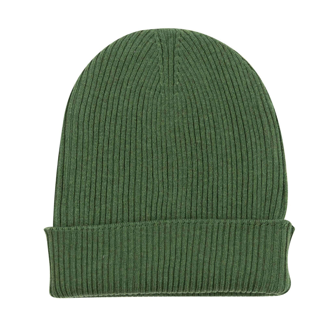 Berretto in cashmere a coste con risvolto - verde scuro 