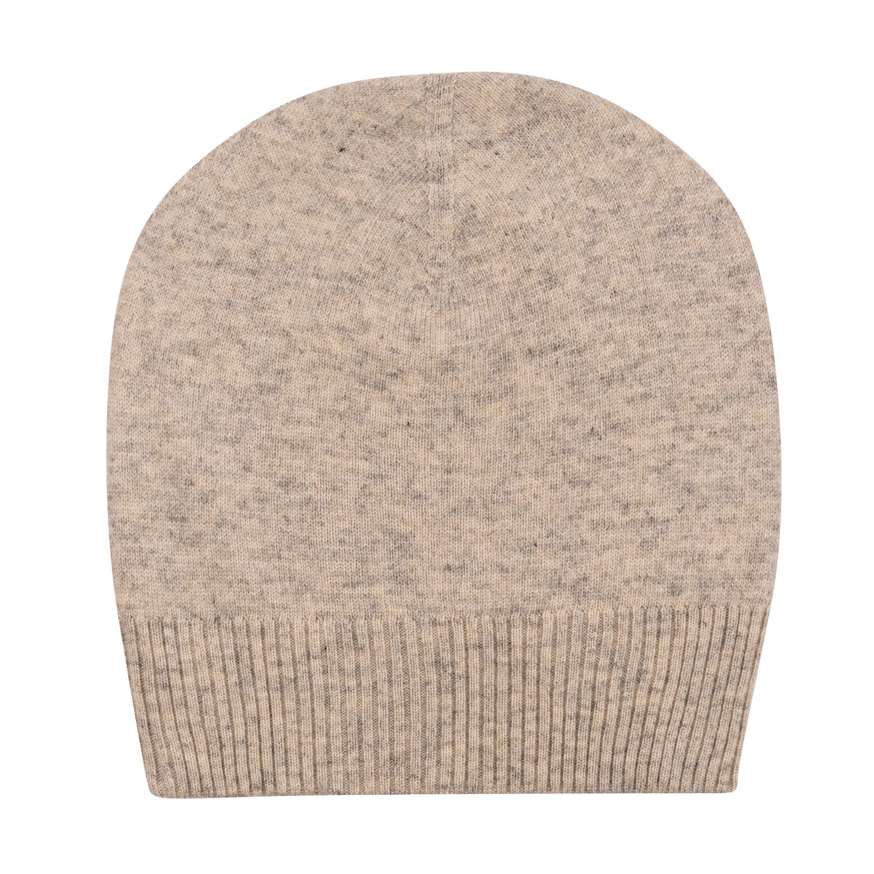 Cappello berretto in cashmere liscio con polsino a coste bianco grigio 
