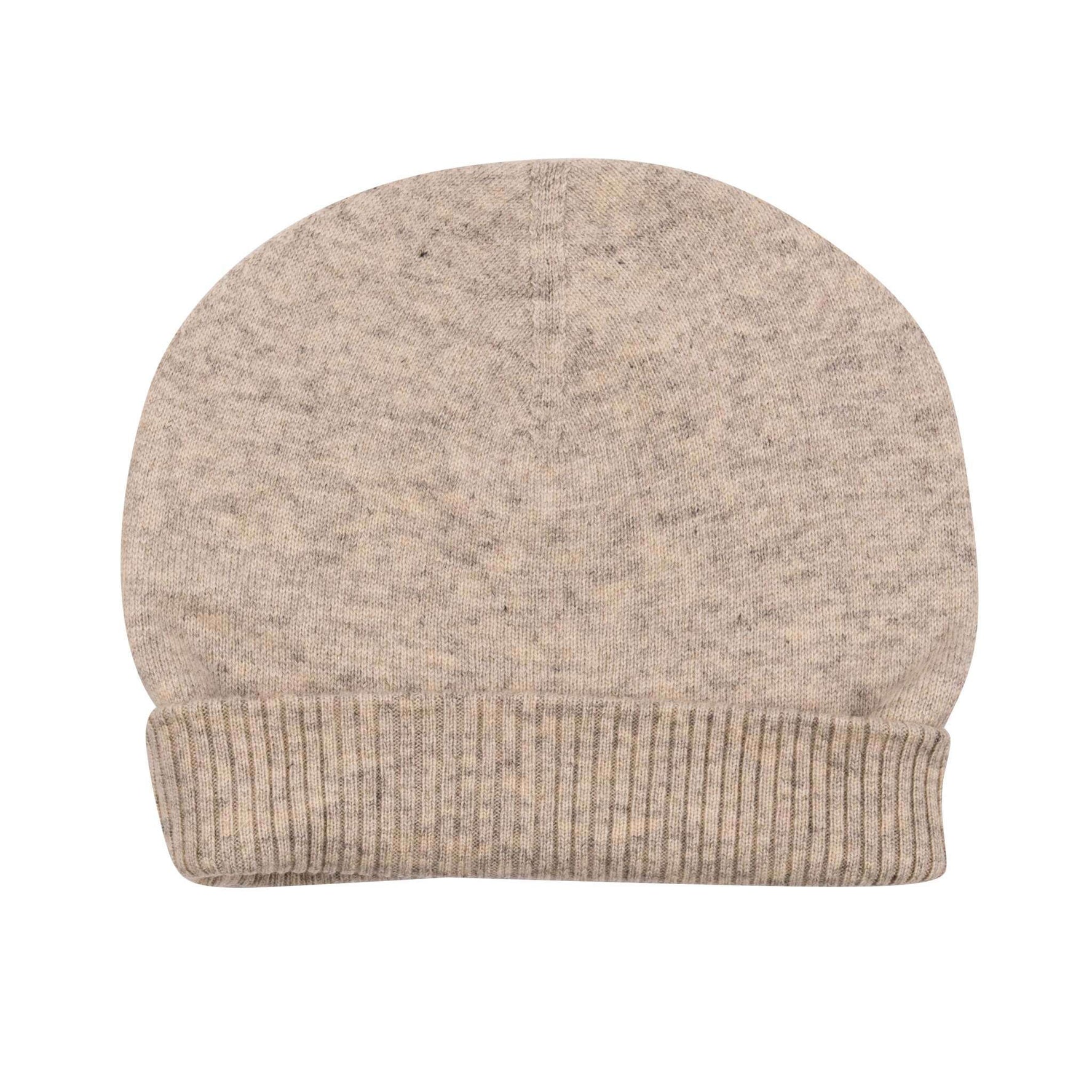 Cappello berretto in cashmere liscio con polsino a coste bianco grigio 