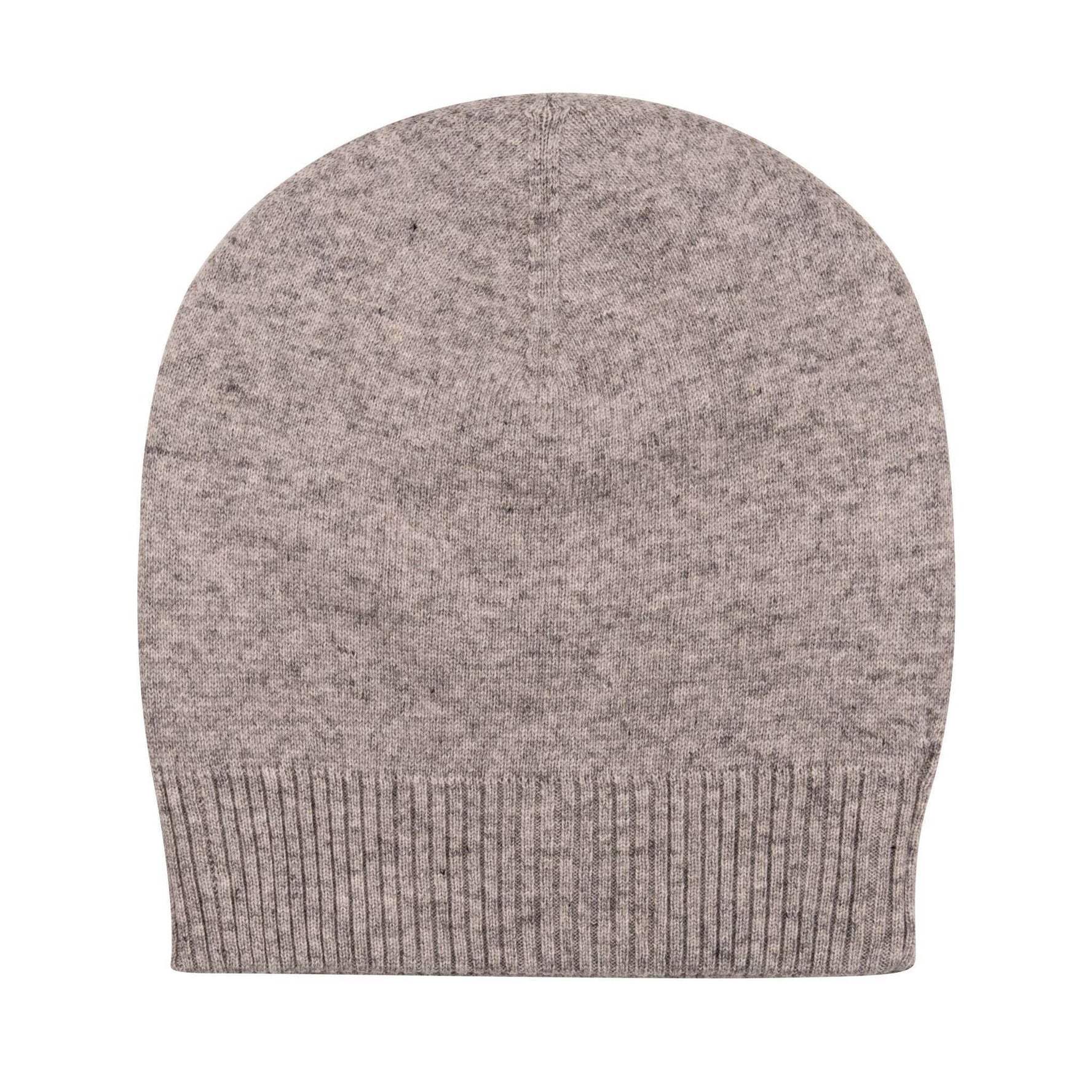 Cappello berretto in cashmere liscio con polsino a coste grigio chiaro 