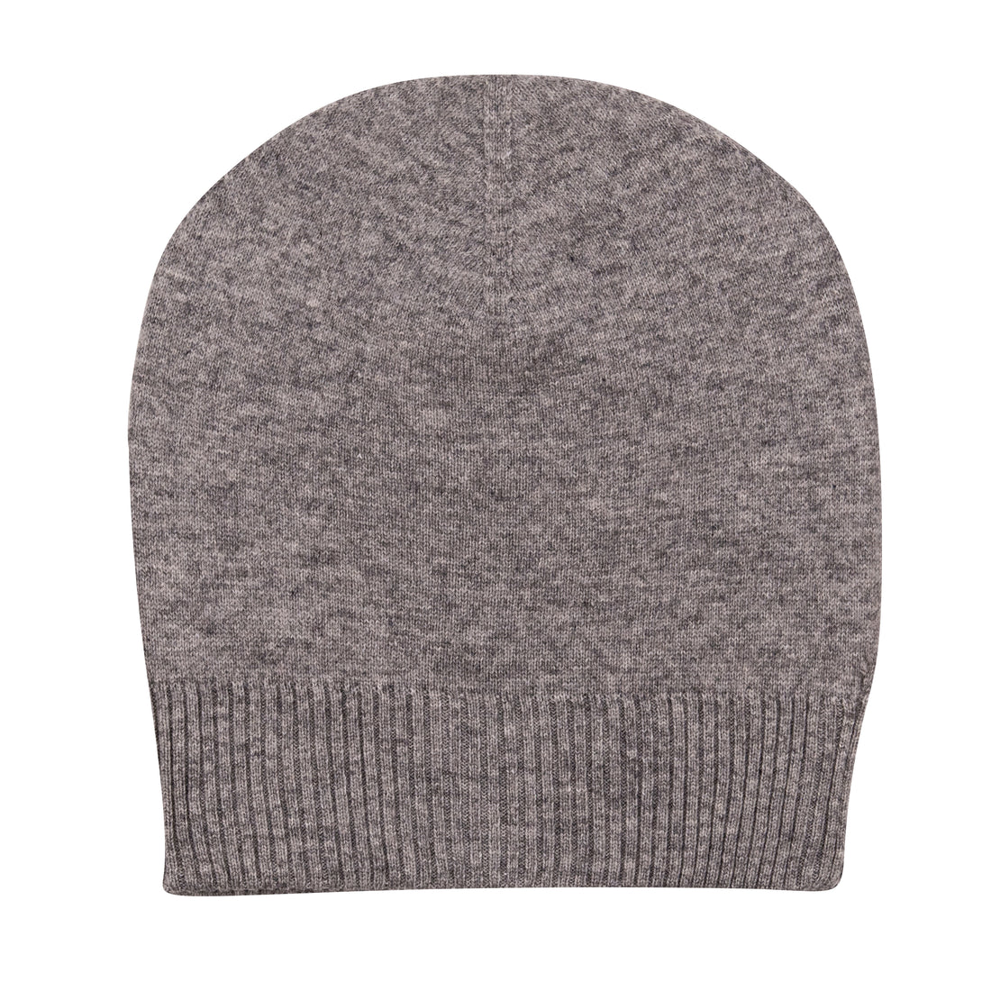 Cappello berretto in cashmere liscio con polsino a coste grigio 