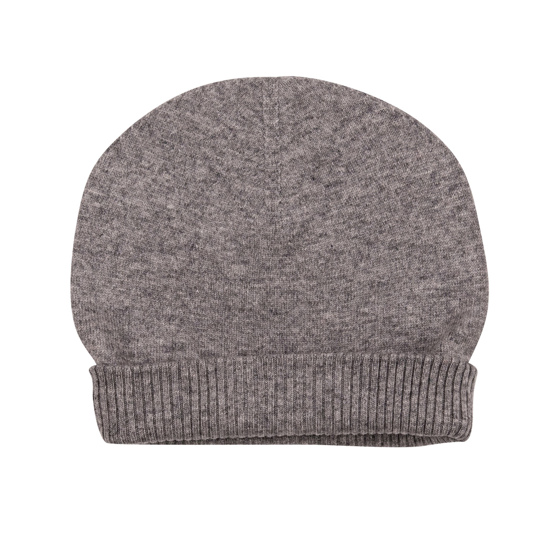 Cappello berretto in cashmere liscio con polsino a coste grigio 