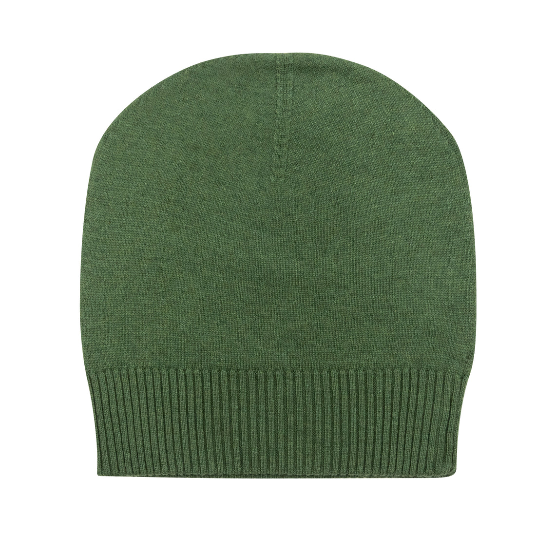 Cappello berretto in cashmere liscio con polsino a coste verde scuro 