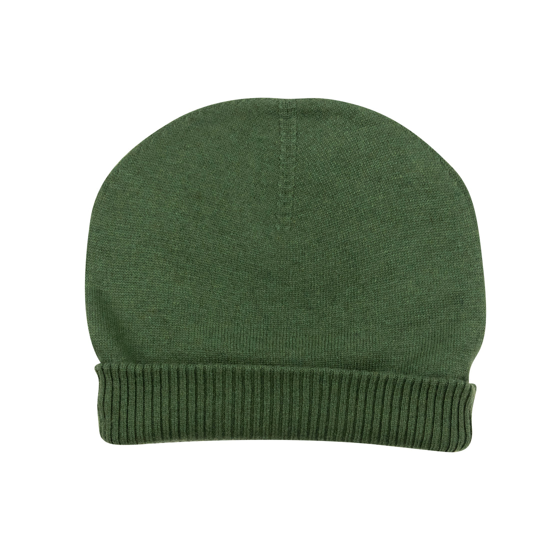 Cappello berretto in cashmere liscio con polsino a coste verde scuro 