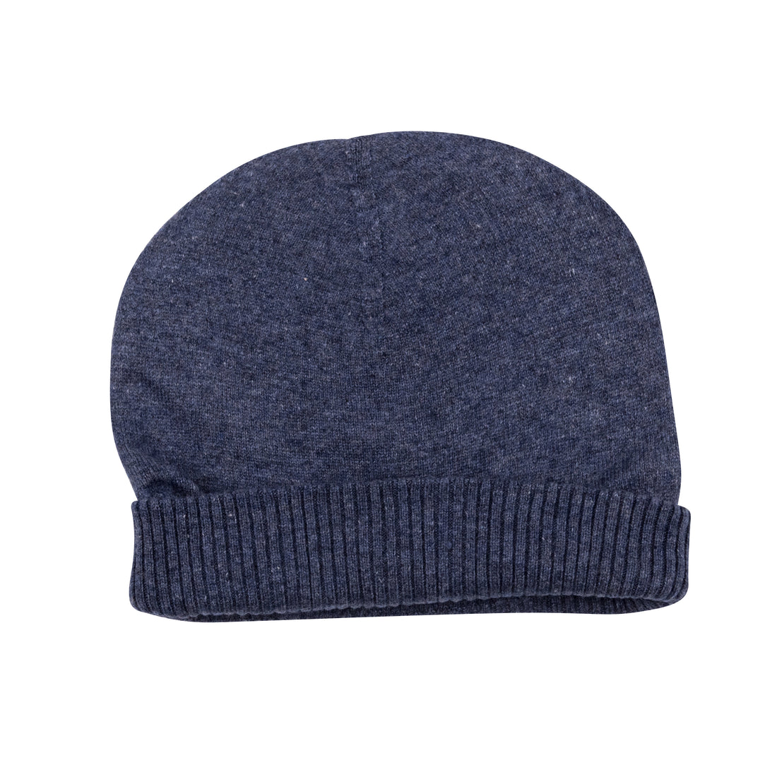 Cappello berretto in cashmere liscio con polsino a coste blu scuro 