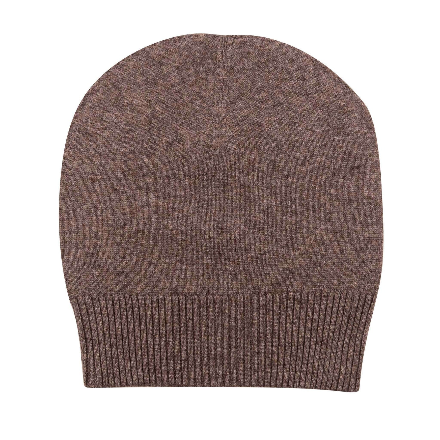 Cappello berretto in cashmere liscio con polsino a coste testa di moro 