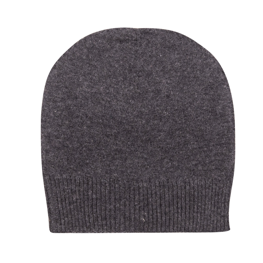 Cappello in cashmere berretto liscio con polsino a coste nero grigio 