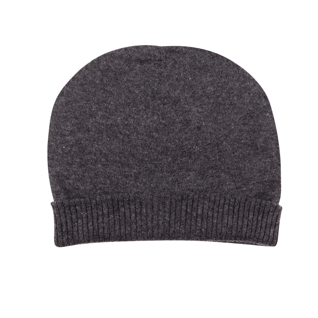 Cappello in cashmere berretto liscio con polsino a coste nero grigio 