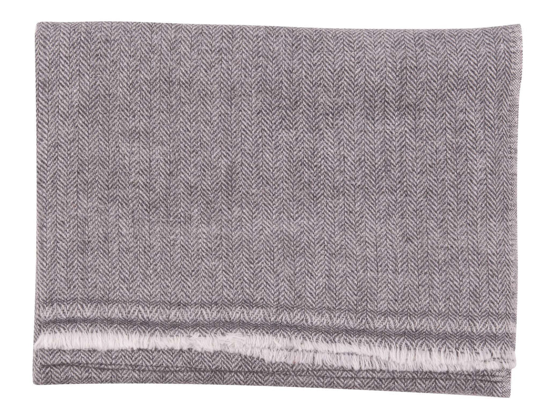 Sciarpa in cashmere grigio scuro con motivo spinato