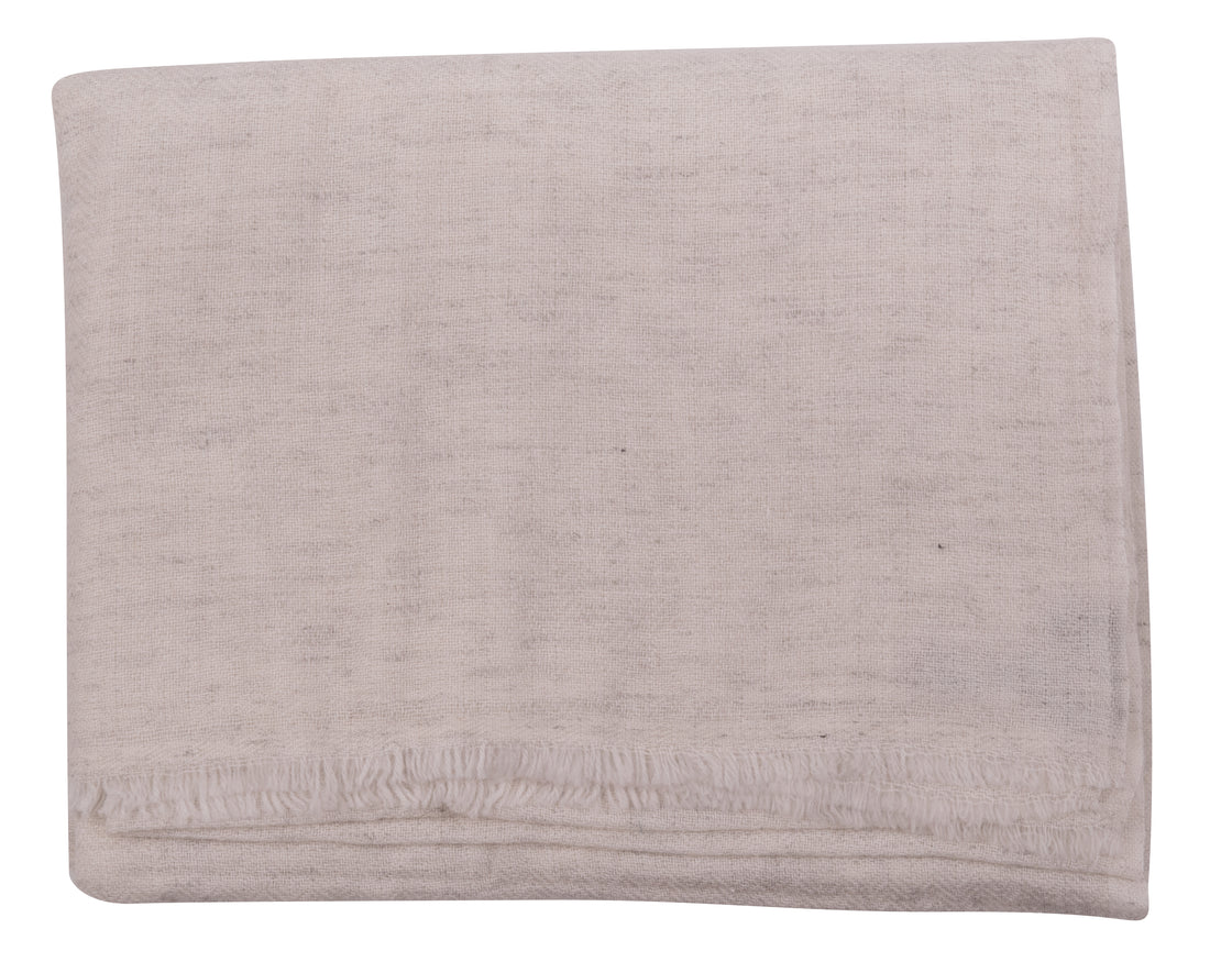 Panno di cashmere bianco-grigio con disegno spinato