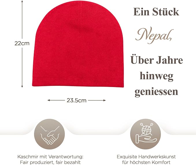 Cappello in cashmere berretto liscio rosso