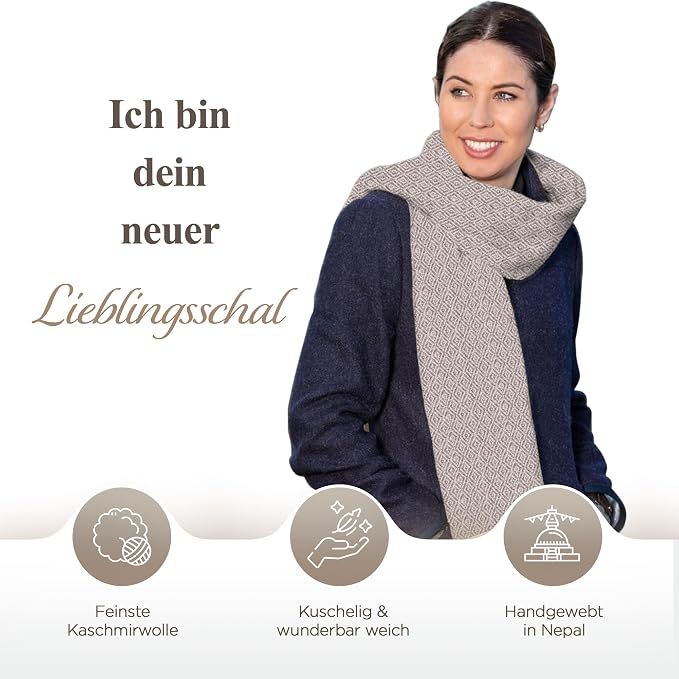 Sciarpa in cashmere grigia con motivo a quadri