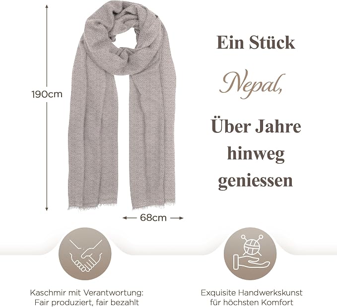 Sciarpa in cashmere grigio chiaro con fantasia a quadri