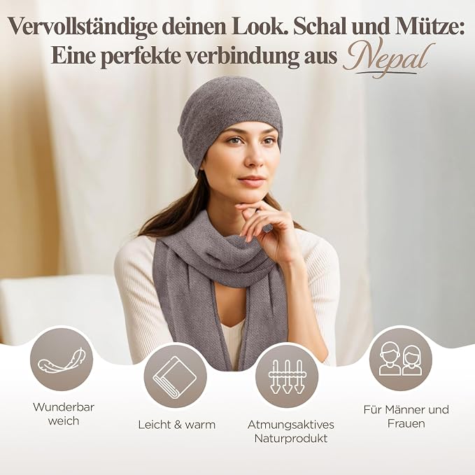 Cappello in cashmere berretto liscio grigio