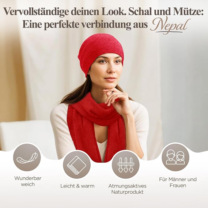 Cappello in cashmere berretto liscio rosso